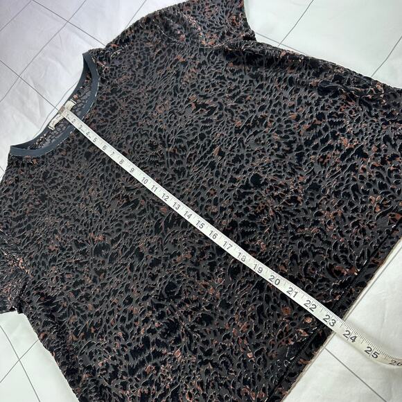 We the Free Top Womens XS Black Teddy Cheetah Burnout Velvet Edgy Contemporary - Picture 10 of 11